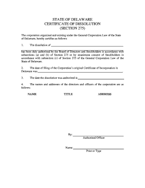 Delaware Certificate of Dissolution