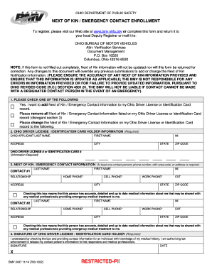 Ohio Next of Kin Emergency Contact Form
