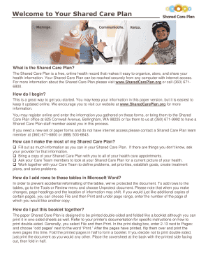 Shared Care Plan Health Record