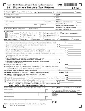 North Dakota Fiduciary Income Tax Return 2014