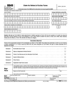 Form 8849 Claim for Refund of Excise Taxes