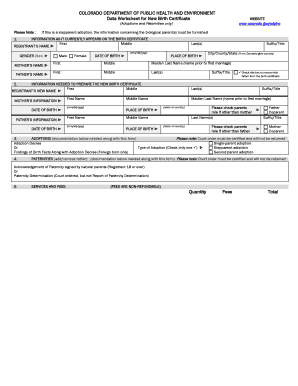 Colorado New Birth Certificate Data Worksheet