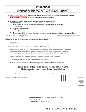 Wisconsin Driver Report of Accident