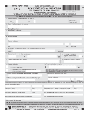 Maine Real Estate Withholding Return Form REW-1-1120