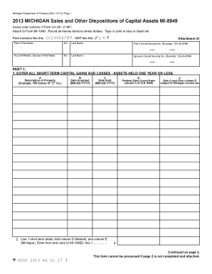 Michigan Sales and Other Dispositions of Capital Assets Form MI-8949