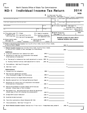 North Dakota Individual Income Tax Return 2014