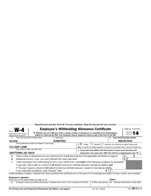 Form W-4 (2014) Employee's Withholding Allowance Certificate
