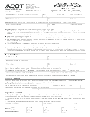 Arizona Disability Plate/Placard Application