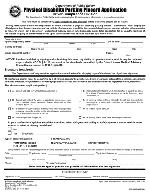 Oklahoma Physical Disability Parking Placard Application