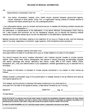 Alaska Workers' Compensation Medical Release Form