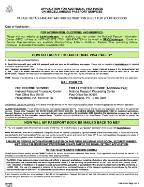 US Passport Additional Visa Pages Application