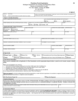 Michigan Plumbing Permit Application