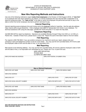 Washington New Hire Reporting Form