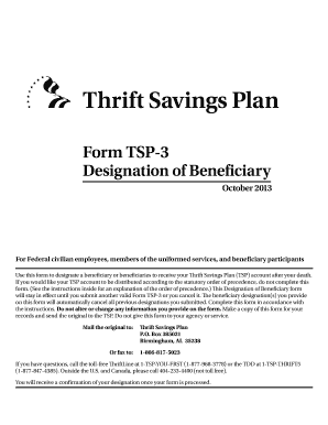 Thrift Savings Plan Designation of Beneficiary Form