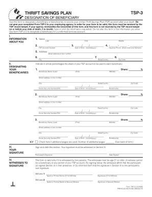 TSP-3 Designation of Beneficiary Form