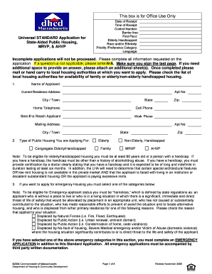Massachusetts Public Housing Application Form