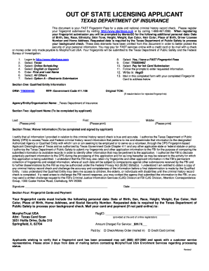 Texas Insurance Licensing Fingerprint Pass