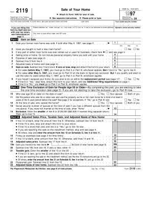 IRS Form 2119 Home Sale Tax Form