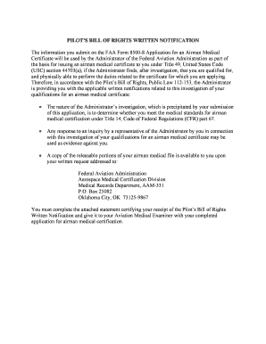 Pilot’s Bill of Rights Written Notification