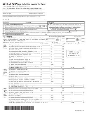 2013 Iowa Individual Income Tax Form