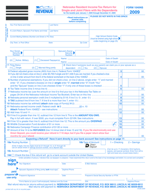 Nebraska Resident Income Tax Return Form 1040NS