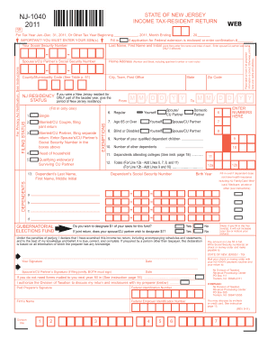 New Jersey Resident Income Tax Return