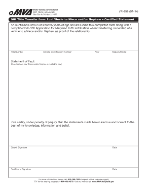 Maryland Gift Title Transfer Form