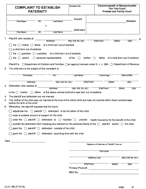 Paternity Complaint Form