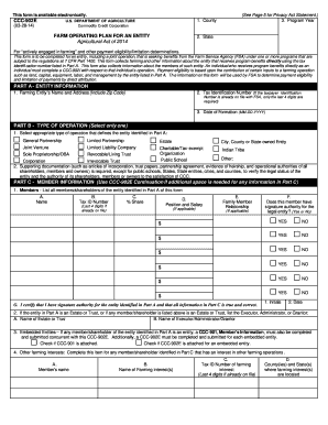 Farm Operating Plan for Entity