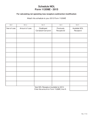 Schedule NOL for Form 1120ME