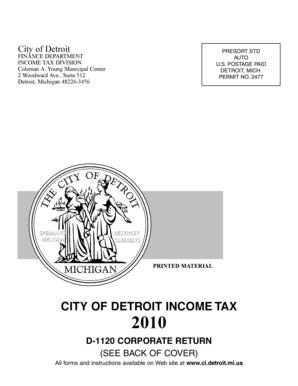 City of Detroit Corporate Income Tax Return