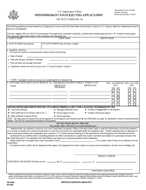 US Fiance(e) Visa Application Form DS-156K
