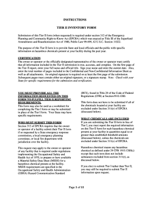 Tier II Inventory Form
