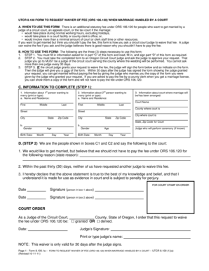 Oregon Marriage Fee Waiver Request Form