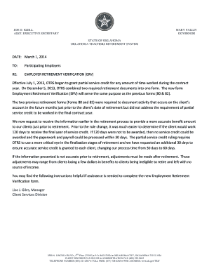 Oklahoma Employer Retirement Verification Form