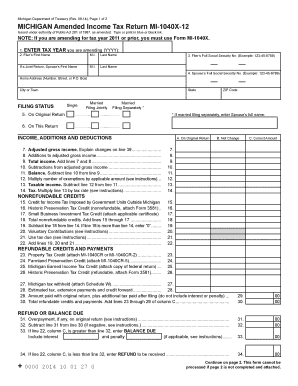 Michigan Amended Income Tax Return MI-1040X-12