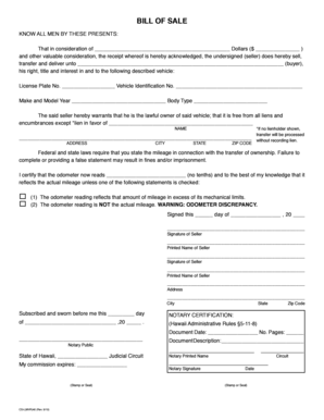 Vehicle Bill of Sale
