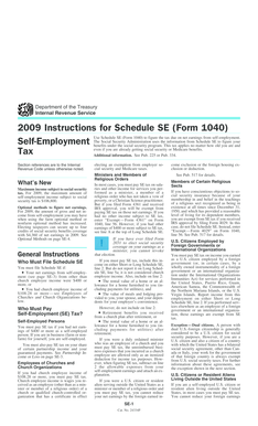 2009 Instructions for Schedule SE (Form 1040)