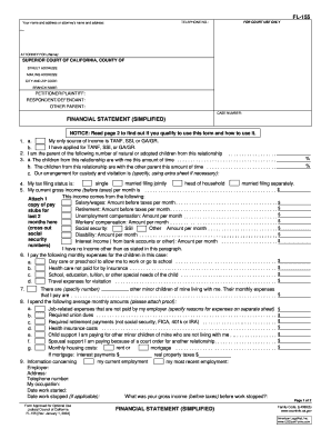 California Financial Statement Simplified Form FL-155