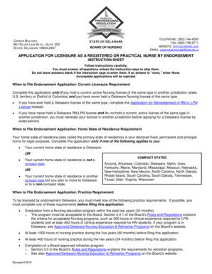 Application for Licensure as a Registered or Practical Nurse by Endorsement