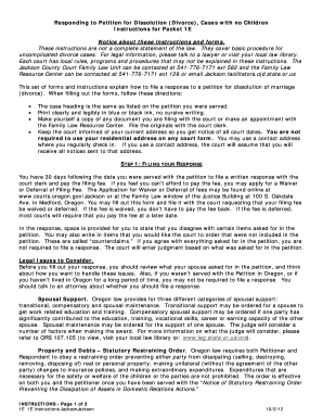 Oregon Divorce Response Form