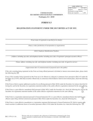 Form S-3 Registration Statement