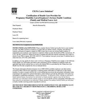 Pregnancy Disability Leave Certification Form
