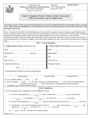 New York Tenant Complaint Form