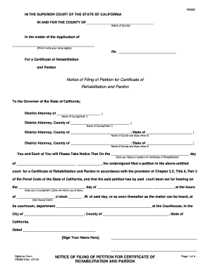 California Certificate of Rehabilitation and Pardon Notice