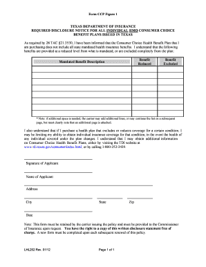 Texas HMO Consumer Choice Benefit Plan Disclosure
