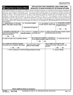Application for Furnishing Long-Term Care Services to Veterans Affairs Beneficiaries