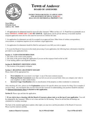 Massachusetts Property Tax Abatement Application