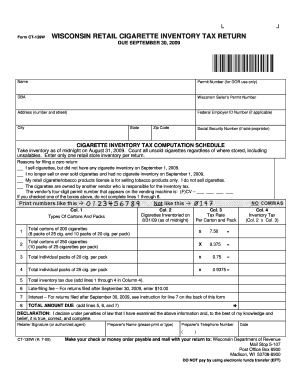 Wisconsin Retail Cigarette Inventory Tax Return