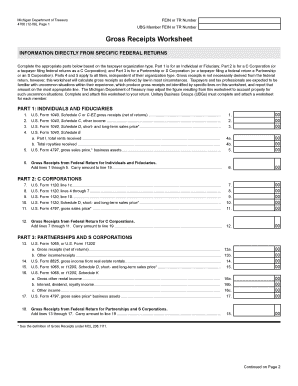 Michigan Gross Receipts Worksheet